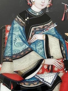 Chinese Export Reverse Glass Portrait Painting of an Opium Maiden circa 1830 - 4126451
