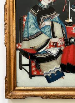 Chinese Export Reverse Glass Portrait Painting of an Opium Maiden circa 1830 - 4126453