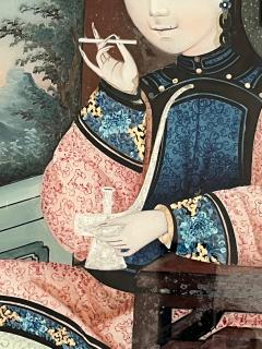 Chinese Export Reverse Glass Portrait Painting of an Opium Maiden circa 1880 - 3320251