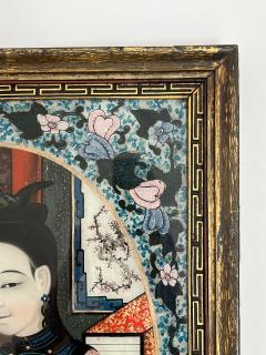 Chinese Export Reverse Glass Portrait Painting of an Opium Maiden circa 1880 - 3320257