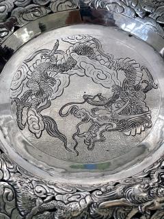 Chinese Export Silver Dragon Serving Tray - 1969018