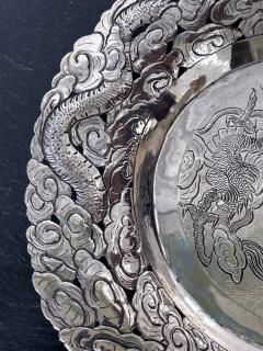 Chinese Export Silver Dragon Serving Tray - 1969019