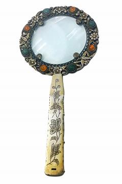 Chinese Export Silver and Jade Magnifying Glass C 1890 - 3438206