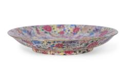 Chinese Famille Rose Thousand Flower Pattern Shallow Porcelain Bowl - 4408868
