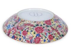 Chinese Famille Rose Thousand Flower Pattern Shallow Porcelain Bowl - 4408870