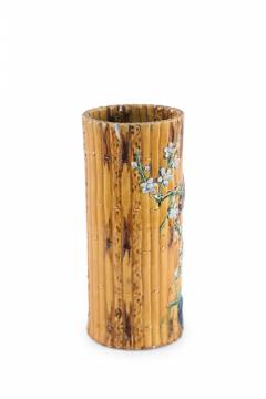 Chinese Faux Bamboo and Floral Motif Hat Stand Porcelain Vase - 4408555