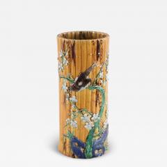 Chinese Faux Bamboo and Floral Motif Hat Stand Porcelain Vase - 4412603