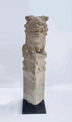 Chinese Foo Dog Hitching Post Sculpture in Solid Granite 19th Century - 1867012