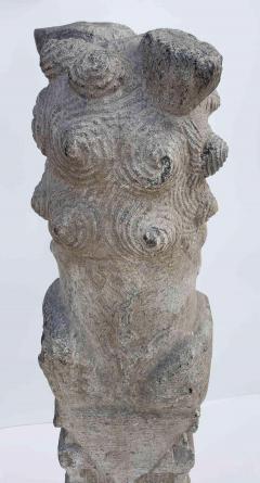 Chinese Foo Dog Hitching Post Sculpture in Solid Granite 19th Century - 1867017