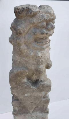 Chinese Foo Dog Hitching Post Sculpture in Solid Granite 19th Century - 1867018