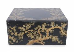 Chinese Gold and Black Painted Cherry Blossom Motif Decorative Box - 4658260