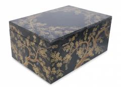 Chinese Gold and Black Painted Cherry Blossom Motif Decorative Box - 4658263
