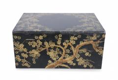 Chinese Gold and Black Painted Cherry Blossom Motif Decorative Box - 4658264