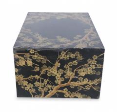 Chinese Gold and Black Painted Cherry Blossom Motif Decorative Box - 4658266