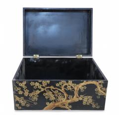 Chinese Gold and Black Painted Cherry Blossom Motif Decorative Box - 4658269