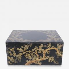 Chinese Gold and Black Painted Cherry Blossom Motif Decorative Box - 4689936