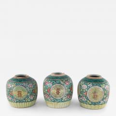 Chinese Green Floral Scrolling Design Ginger Jar Vases - 4716884