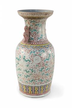 Chinese Green and Red Faded Floral Porcelain Urn - 4201258