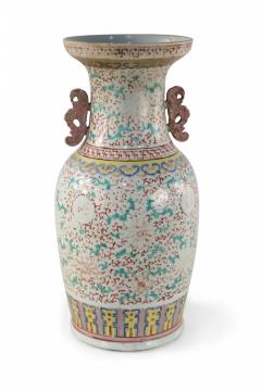Chinese Green and Red Faded Floral Porcelain Urn - 4201259