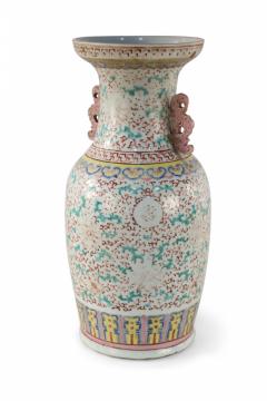 Chinese Green and Red Faded Floral Porcelain Urn - 4201260