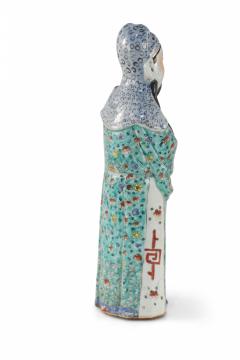 Chinese Green and Red Lu Xing Wealth and Prosperity Deific Porcelain Figurine - 4198305