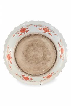 Chinese Guangcai Export Porcelain Blue and Orange Pattern Scalloped Bowl - 4199743