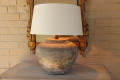Chinese Han Dynasty Large Unglazed Belly Jar As Table Lamp - 1771174