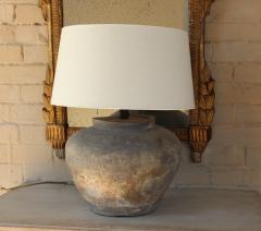 Chinese Han Dynasty Large Unglazed Belly Jar As Table Lamp - 1771184