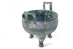 Chinese Han Dynasty Style Patinated Bronze Footed Pot - 4629121