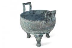 Chinese Han Dynasty Style Patinated Bronze Footed Pot - 4629123