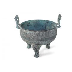 Chinese Han Dynasty Style Patinated Bronze Footed Pot - 4644039
