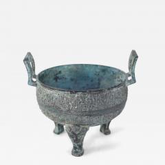 Chinese Han Dynasty Style Patinated Bronze Footed Pot - 4644040