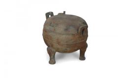 Chinese Han Dynasty Style Patinated Bronze Footed and Lidded Pot - 4408728