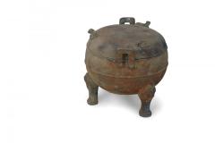 Chinese Han Dynasty Style Patinated Bronze Footed and Lidded Pot - 4408729
