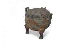 Chinese Han Dynasty Style Patinated Bronze Footed and Lidded Pot - 4408731