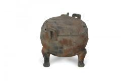 Chinese Han Dynasty Style Patinated Bronze Footed and Lidded Pot - 4408732