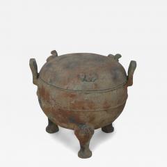 Chinese Han Dynasty Style Patinated Bronze Footed and Lidded Pot - 4412671