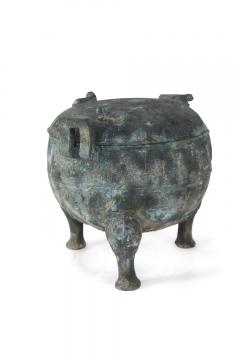 Chinese Han Dynasty Style Patinated Bronze Lidded and Footed Pot - 4408921