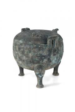Chinese Han Dynasty Style Patinated Bronze Lidded and Footed Pot - 4408923