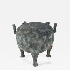 Chinese Han Dynasty Style Patinated Bronze Lidded and Footed Pot - 4412655