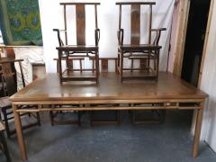 Chinese Hard Wood Dining Table Eight Matching Chairs all with Stylized Carving - 4192933