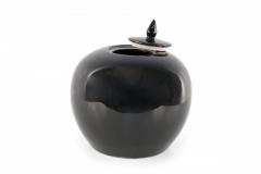 Chinese High Gloss Black Lidded Porcelain Vases - 4520384