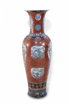 Chinese Imari Style Orange and Blue Monumental Ceramic Urn - 4408680