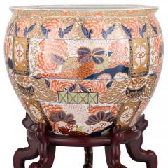 Chinese Imari porcelain planter on a wooden stand - 4448556