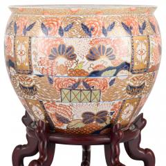 Chinese Imari porcelain planter on a wooden stand - 4448557