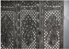 Chinese Intricately Carved Hardwood Screen - 2057254