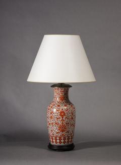 Chinese Iron Red Decorated Porcelain Vase as Lamp 18th C - 3513990