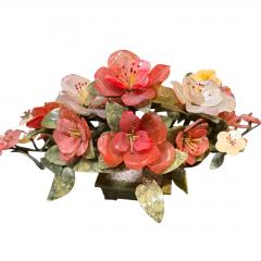 Chinese Jade Tree With Rose Quartz White Carnelian Botanicals in Jade Planter - 4663963