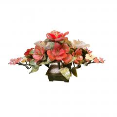 Chinese Jade Tree With Rose Quartz White Carnelian Botanicals in Jade Planter - 4663964
