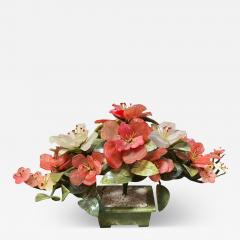 Chinese Jade Tree With Rose Quartz White Carnelian Botanicals in Jade Planter - 4682309